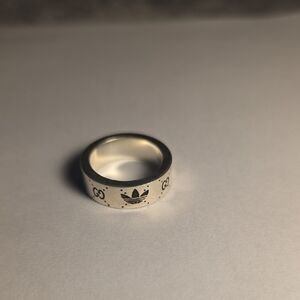 Adidas,Gucci Black and Silver Logo Ring